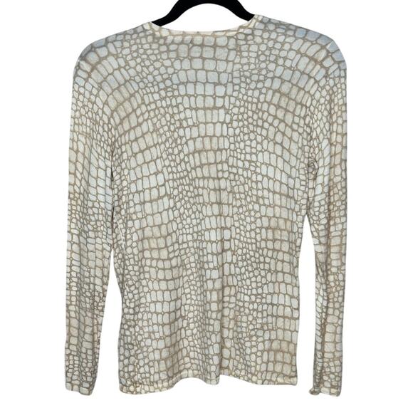 J. McLaughlin Cream Tan Animal Print Crewneck Sweater Long Sleeve Winter S - Picture 2 of 7